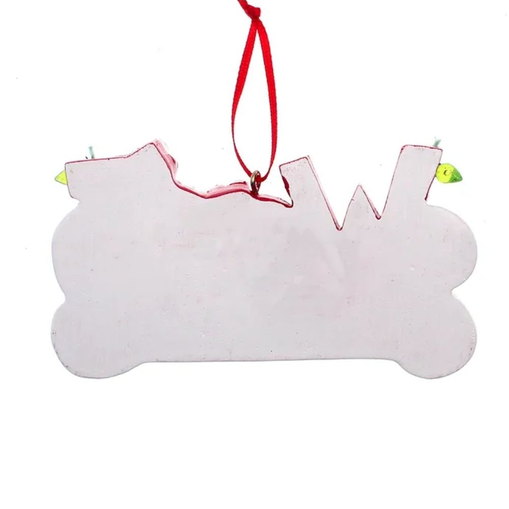 Kurt Adler "Woof" Dog Bone Christmas Tree Ornament For Personalization, 2.375 Inches - Tree Treasures