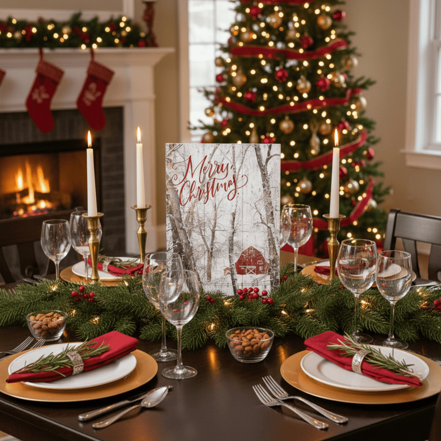 Merry Christmas Wooden Wall Art – 10.75" x 16" Rustic Pallet Sign - Tree Treasures