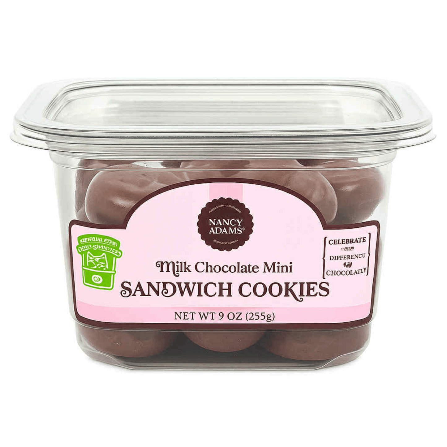 Nancy Adams Milk Chocolate Mini Sandwich Cookies 9 OZ Tub - Tree Treasures