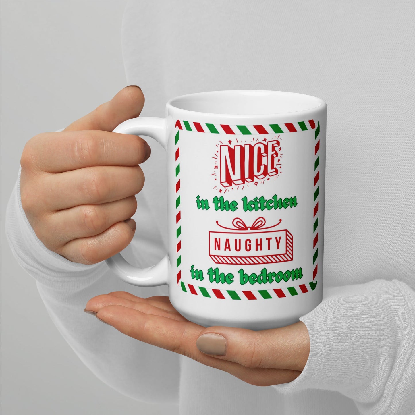 "Nice in the Kitchen, Naughty in the Bedroom" Mug - Tree Treasures