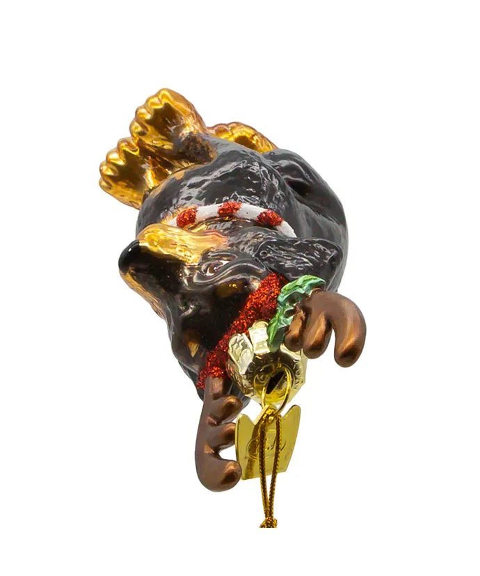 Noble Gems™ Rottweiler With Antlers Glass Ornament - Tree Treasures