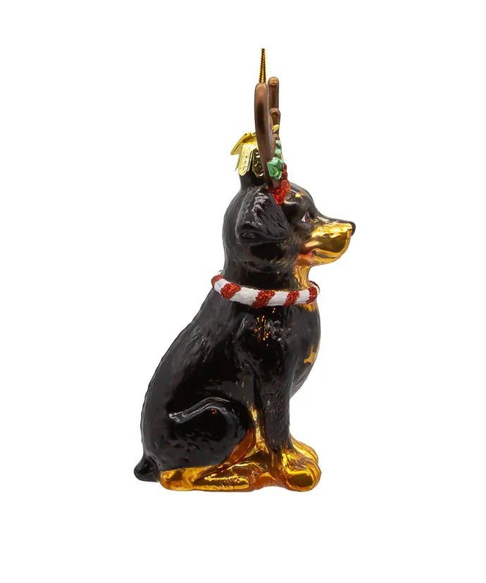 Noble Gems™ Rottweiler With Antlers Glass Ornament - Tree Treasures