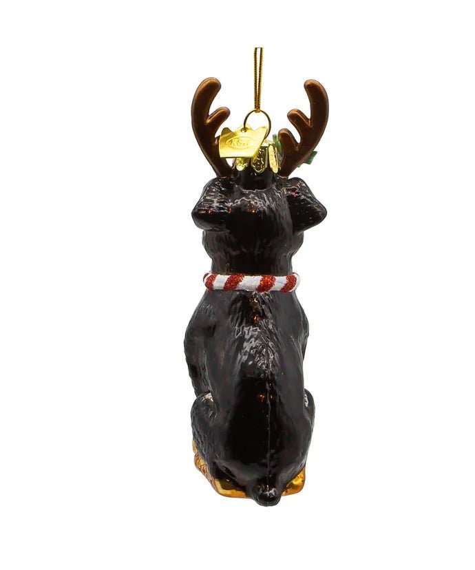 Noble Gems™ Rottweiler With Antlers Glass Ornament - Tree Treasures