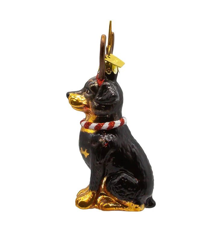 Noble Gems™ Rottweiler With Antlers Glass Ornament - Tree Treasures