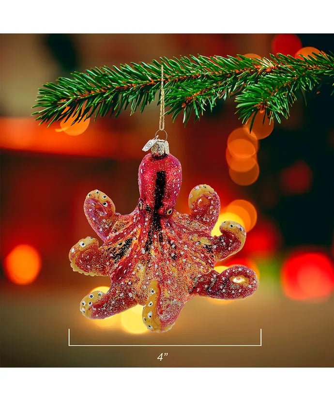 Octopus Glass Ornament – 4 - Inch Noble Gems - Tree Treasures
