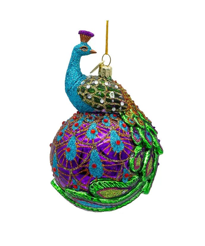 Peacock Glass Ball Ornament – Noble Gems Christmas - Tree Treasures