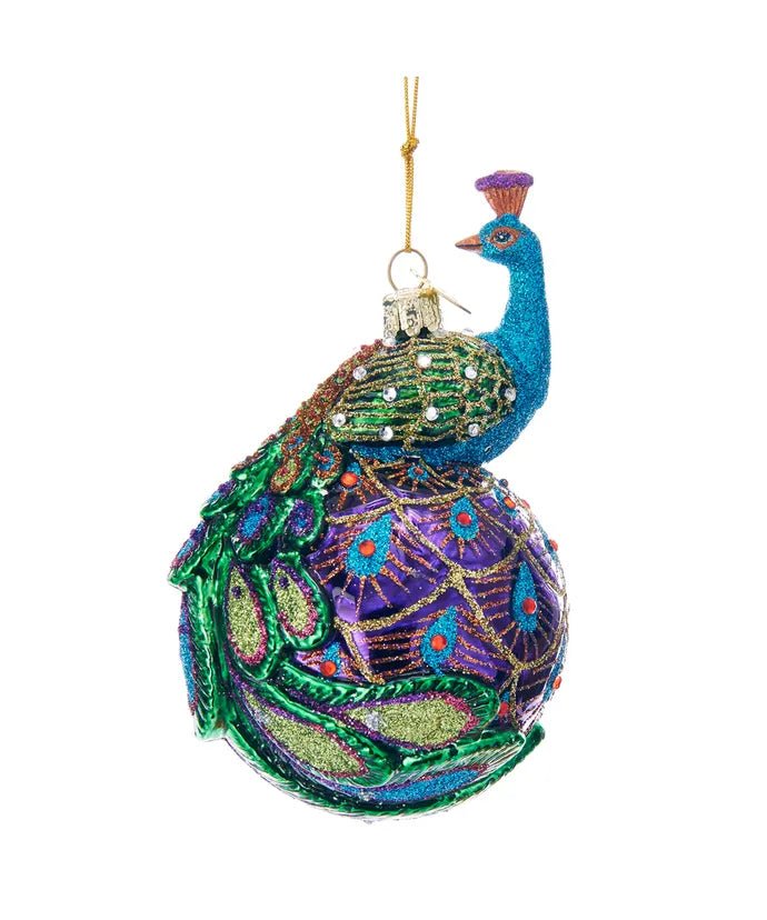 Peacock Glass Ball Ornament – Noble Gems Christmas - Tree Treasures