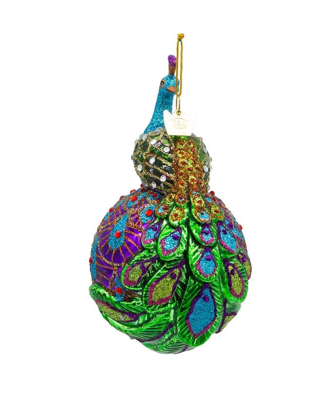 Peacock Glass Ball Ornament – Noble Gems Christmas - Tree Treasures
