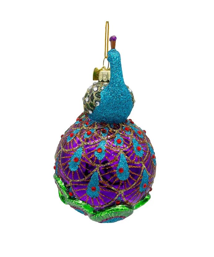 Peacock Glass Ball Ornament – Noble Gems Christmas - Tree Treasures