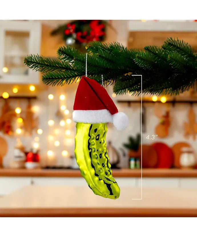 Pickle in Santa Hat Glass Ornament – Noble Gems - Tree Treasures
