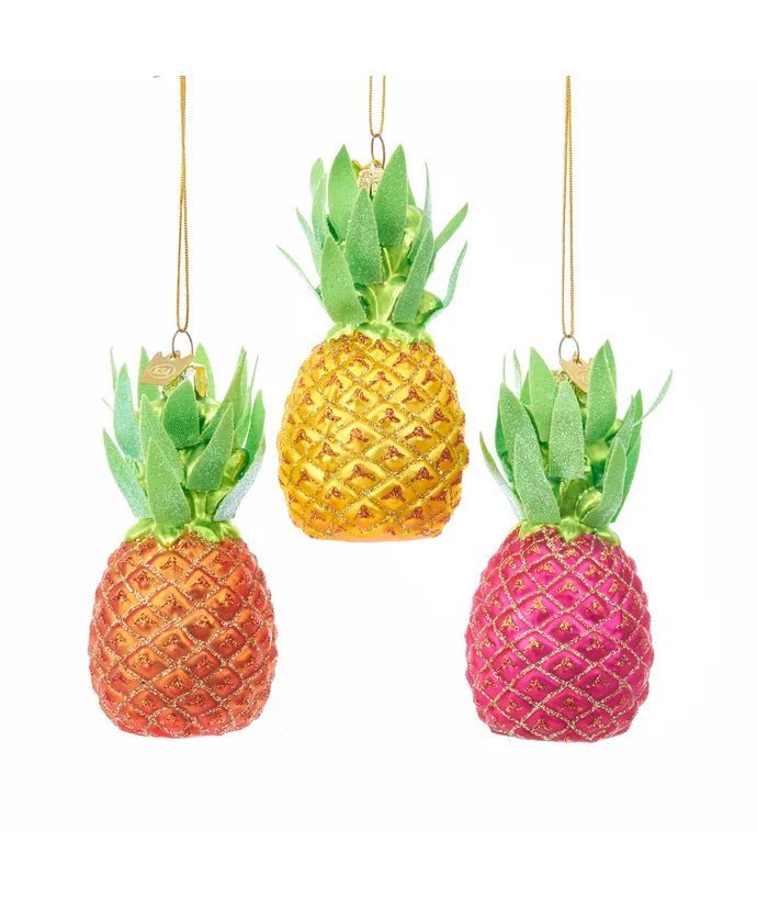 Pineapple Ornament Set – Yellow, Pink, Orange – Noble Gems (3 Pieces) - Tree Treasures