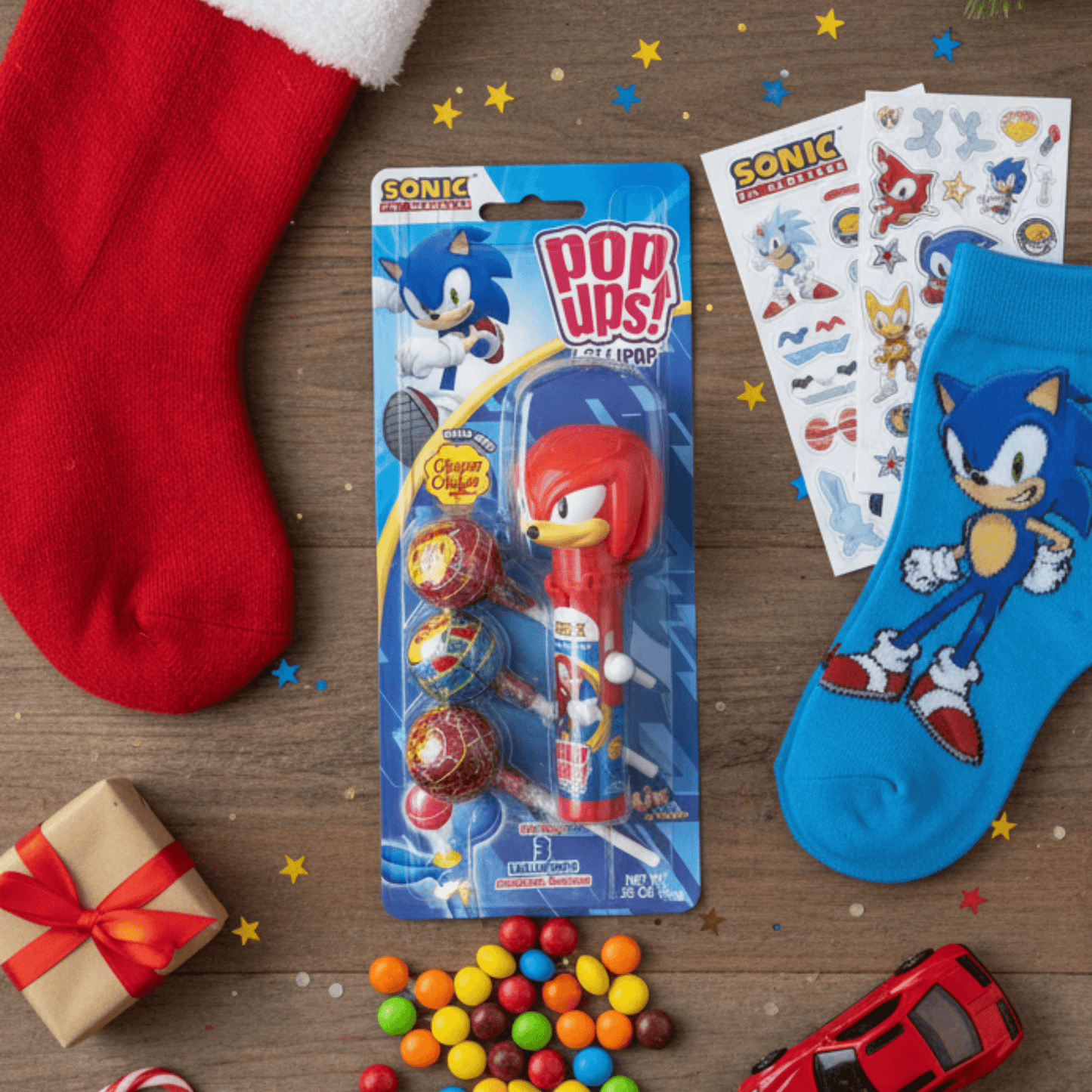 POP UPS! Sonic the Hedgehog Lollipop Holder 1.26 oz – Includes 3 Chupa Chups Refill - Tree Treasures