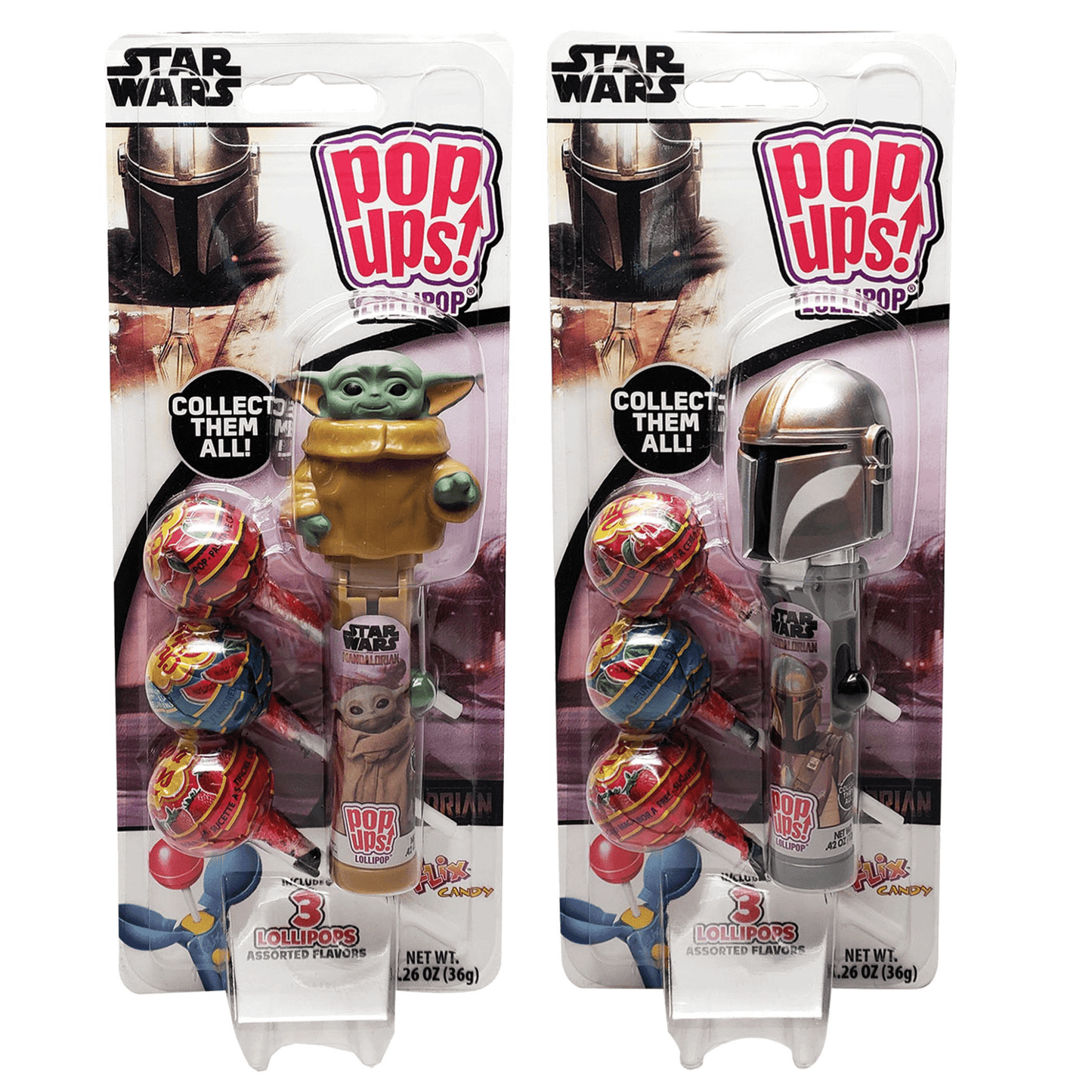 POP UPS! Star Wars The Mandalorian Lollipops – Includes 3 Chupa Chups Refill - Tree Treasures