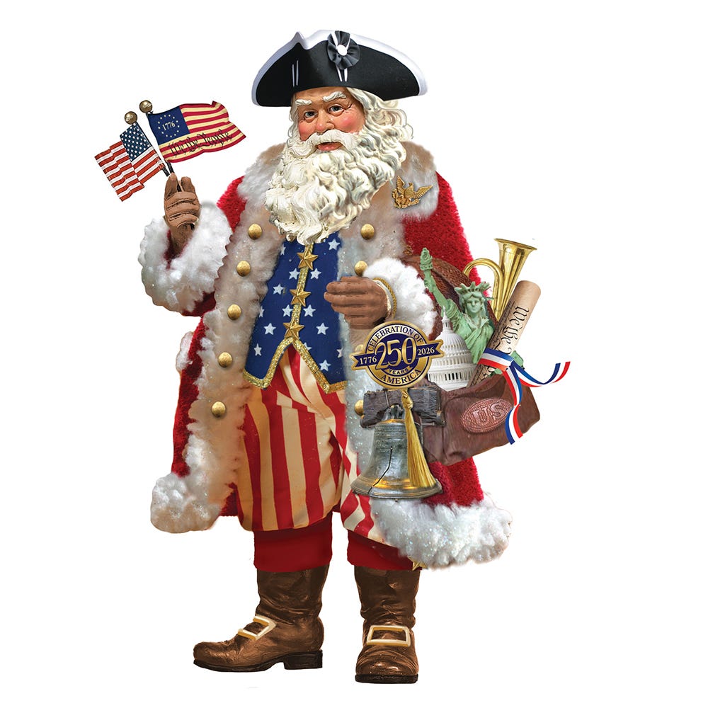 *PRESALE* 11" Fabriché™ 250th Anniversary of America Musical Santa - Tree Treasures