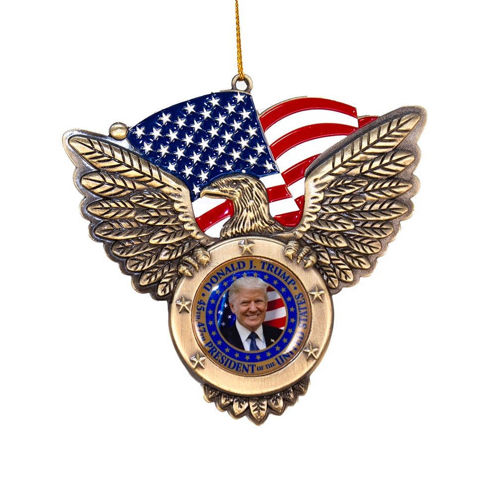 *PRESALE* Eagle With Flag and President Trump Image Ornament - Tree Treasures