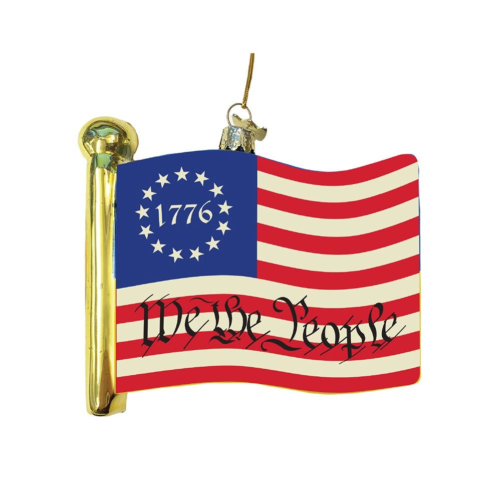 *PRESALE* Glass “1776 We The People” American Flag Ornament - Tree Treasures