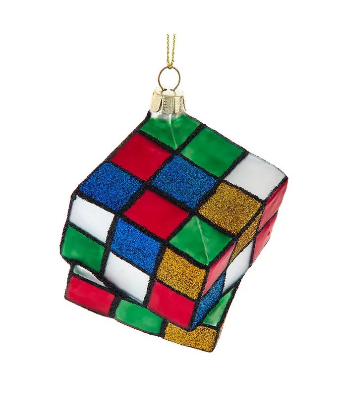 Puzzle Cube Glass Ornament – 2.75 - Inch by Kurt Adler - Tree Treasures