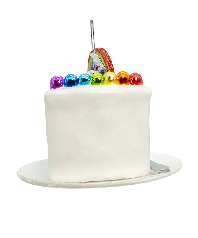 Rainbow Cake Slice Glass Ornament – 4.5 - Inch Noble Gems - Tree Treasures