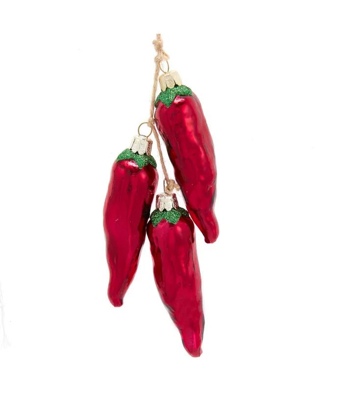 Red Chili Ristra Glass Ornament – Noble Gems Holiday Collection - Tree Treasures