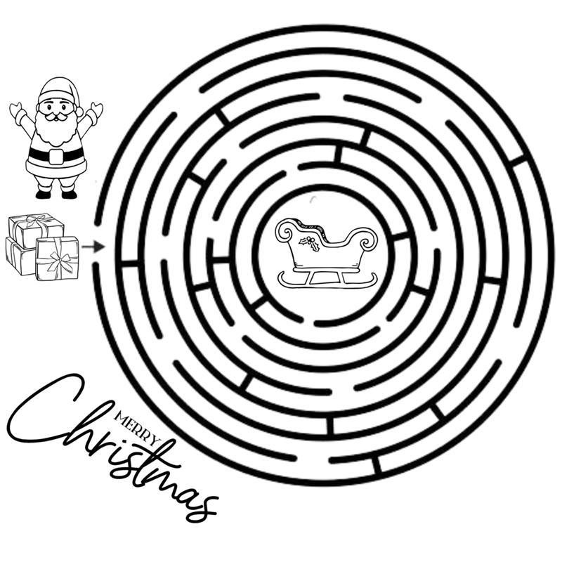 Santa Maze Printable – Help Santa Find His Sleigh! (PDF Download) - Tree Treasures