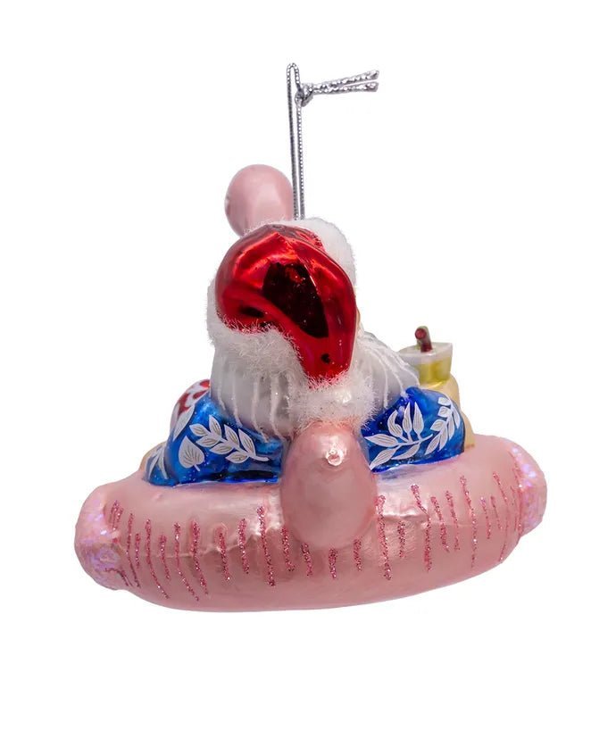 Santa with Flamingo Float Ornament – 4.5 - Inch Noble Gems - Tree Treasures