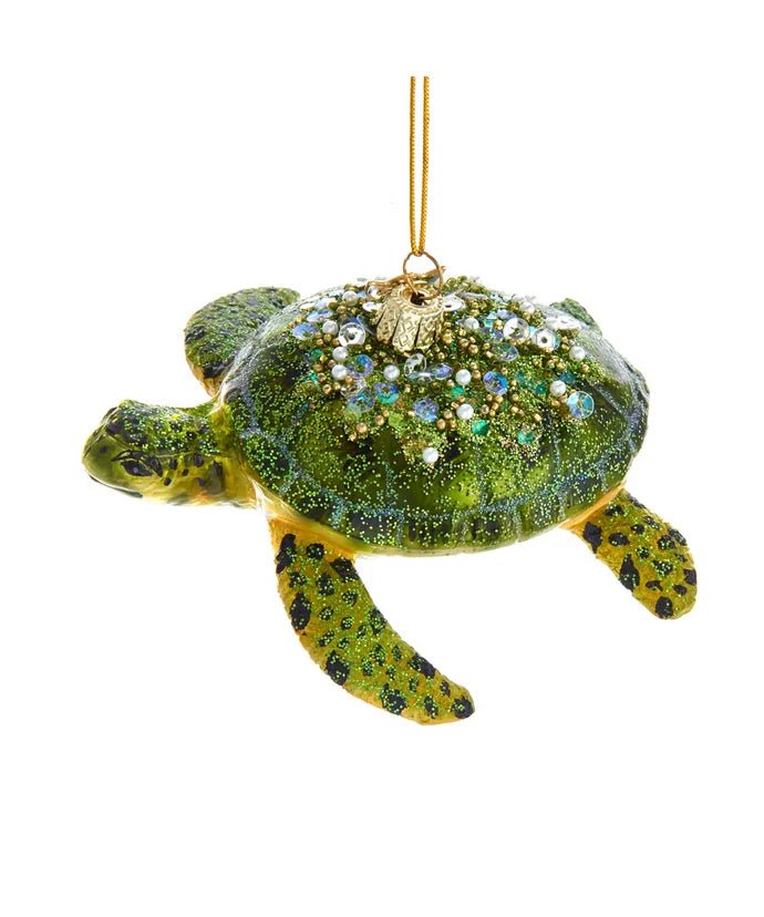 Sea Turtle Glass Ornament – Noble Gems by Kurt Adler - Tree Treasures