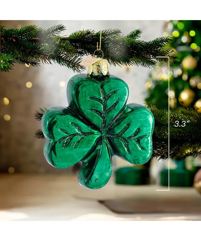 Shamrock Glass Ornament – 3.25 - Inch Noble Gems - Tree Treasures