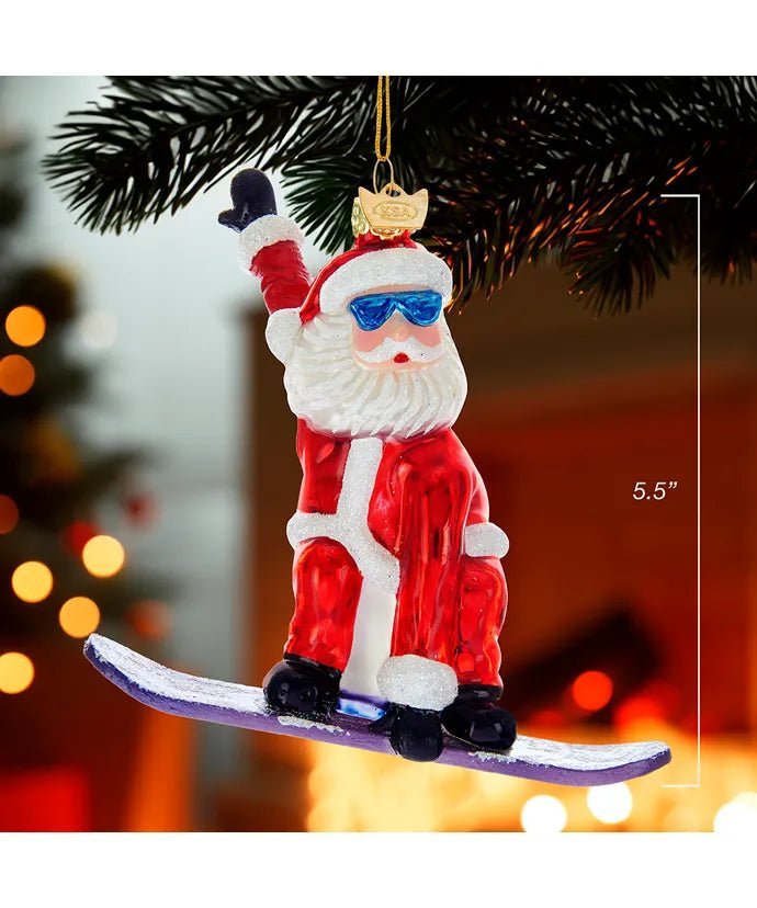 Snowboard Santa Ornament – Noble Gems Holiday Collection - Tree Treasures