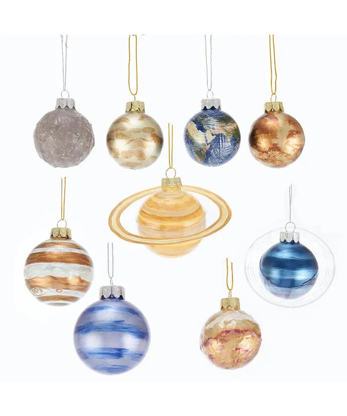 Solar System Planet Ornaments – 9 - Piece Glass Set – Noble Gems - Tree Treasures