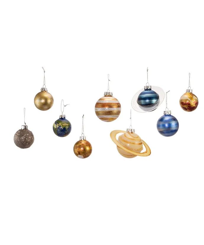 Solar System Planet Ornaments – 9 - Piece Glass Set – Noble Gems - Tree Treasures