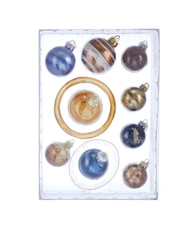 Solar System Planet Ornaments – 9 - Piece Glass Set – Noble Gems - Tree Treasures