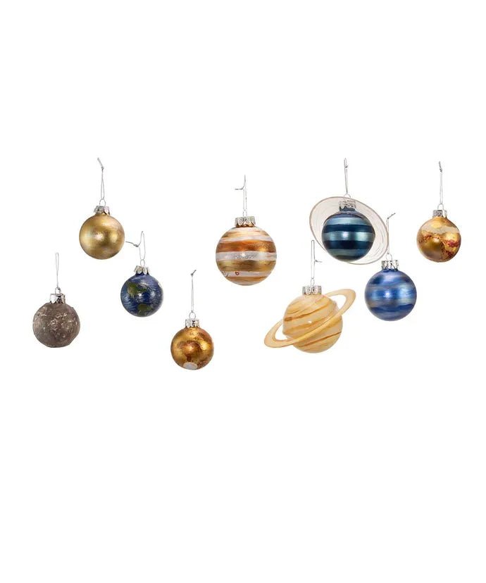 Solar System Planet Ornaments – 9 - Piece Glass Set – Noble Gems - Tree Treasures