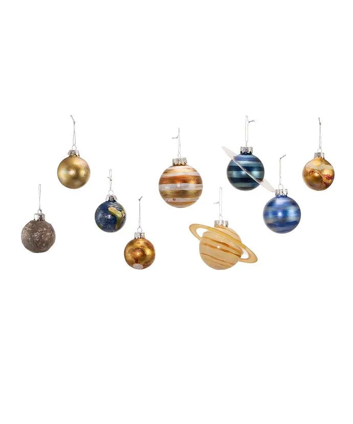 Solar System Planet Ornaments – 9 - Piece Glass Set – Noble Gems - Tree Treasures