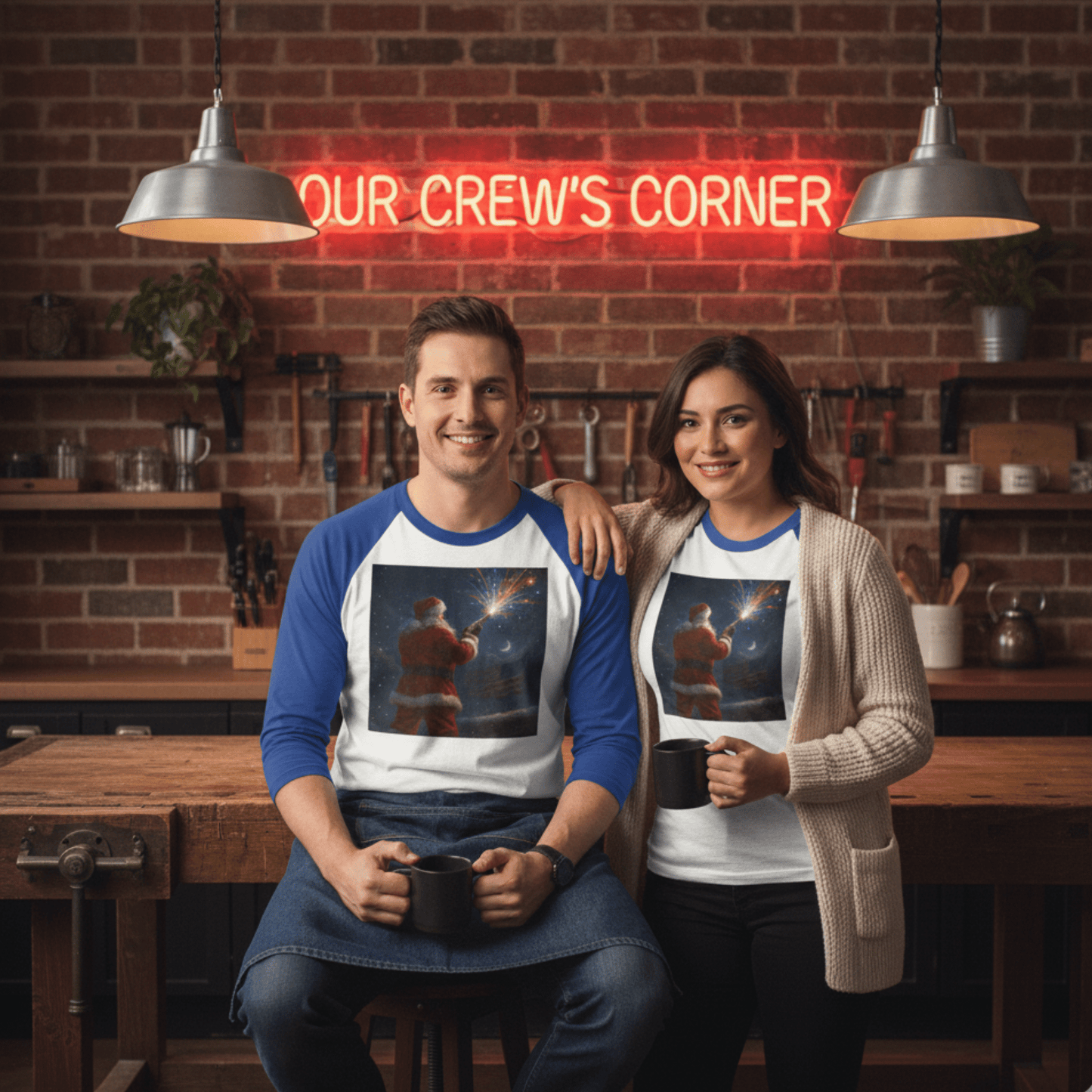 Stars & Stripes Santa Baseball Raglan – Patriotic Christmas 3/4 Sleeve Shirt, Unisex Holiday Tee - Tree Treasures