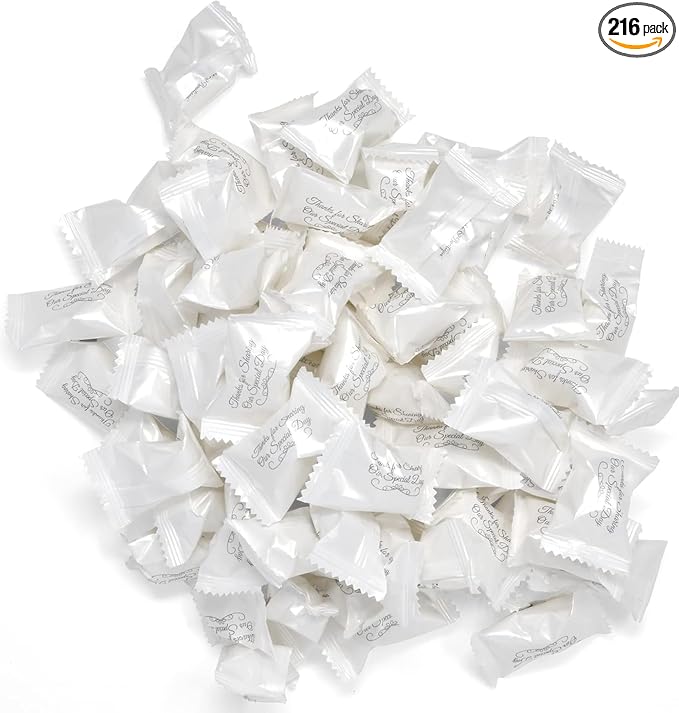 Thank You Wedding Butter Mints – 216ct Individually Wrapped Mints (Silver Wrapper) - Tree Treasures