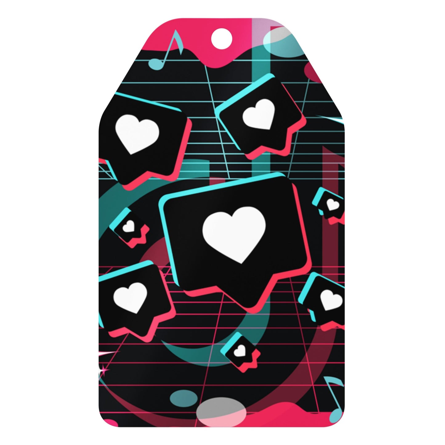 TikTok Heart Tag Metal Ornament – 3″ × 5″ Aluminum - Tree Treasures