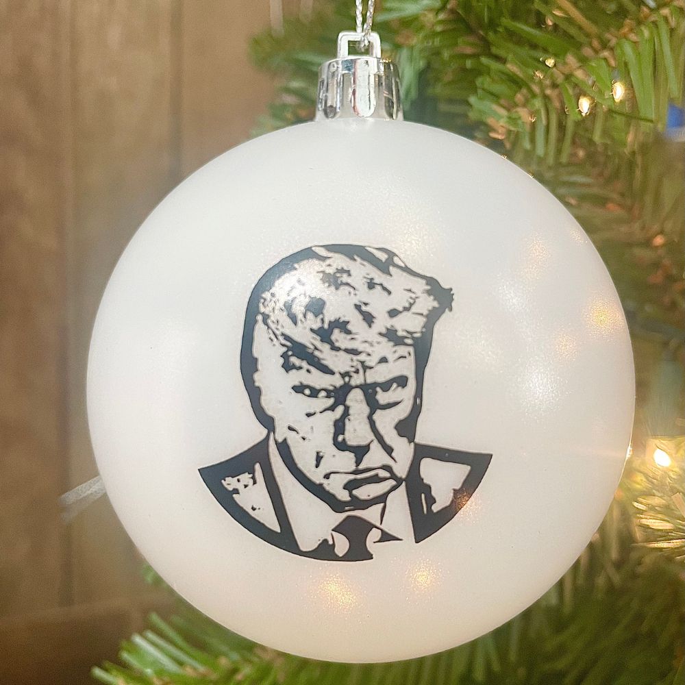 Donald Trump Ceramic Christmas Ornament – Funny Holiday Gag Gift, Tree Treasures, 3"