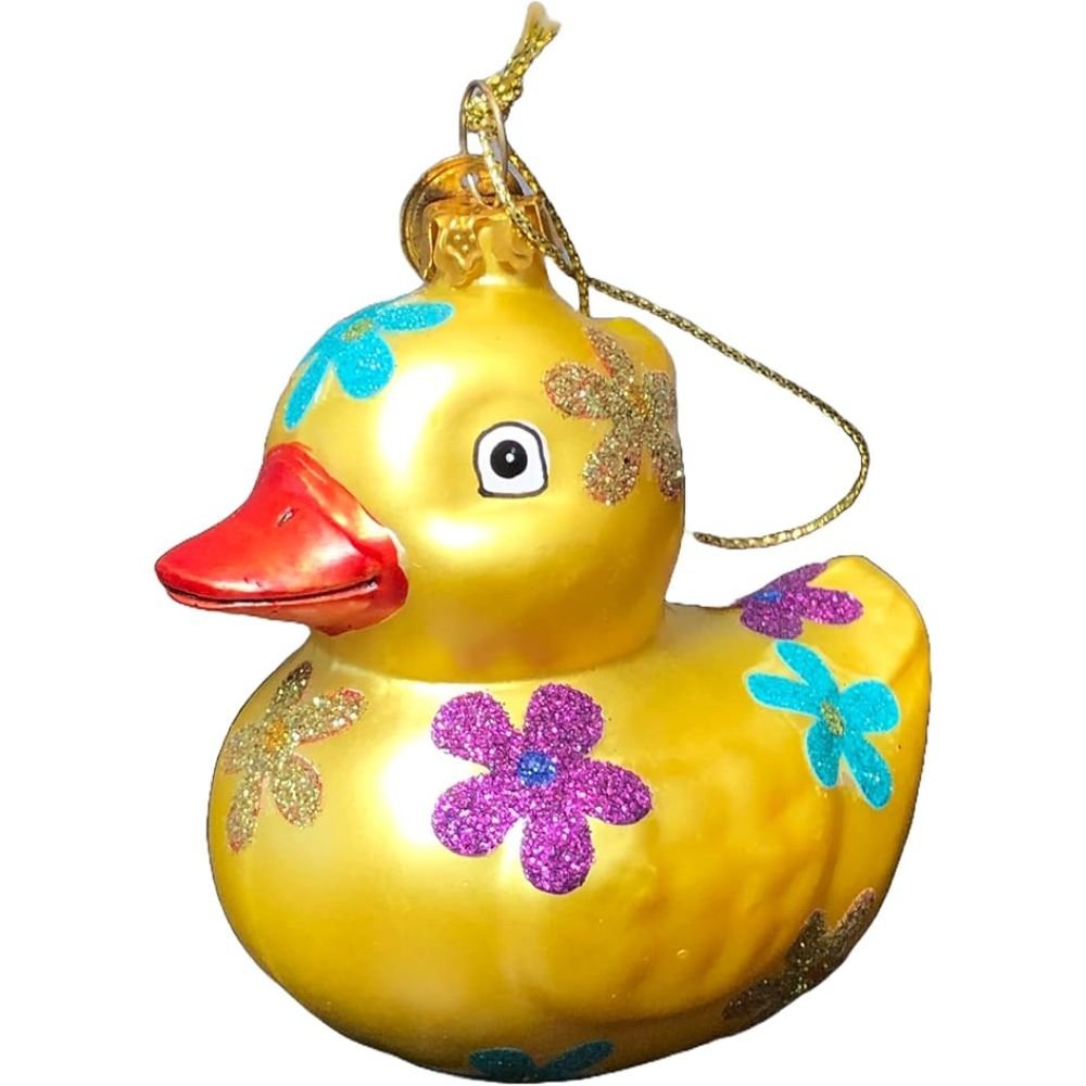 Tree Treasures Hand Painted Glass Duck Ornament, 3 Inches - Tree Treasures