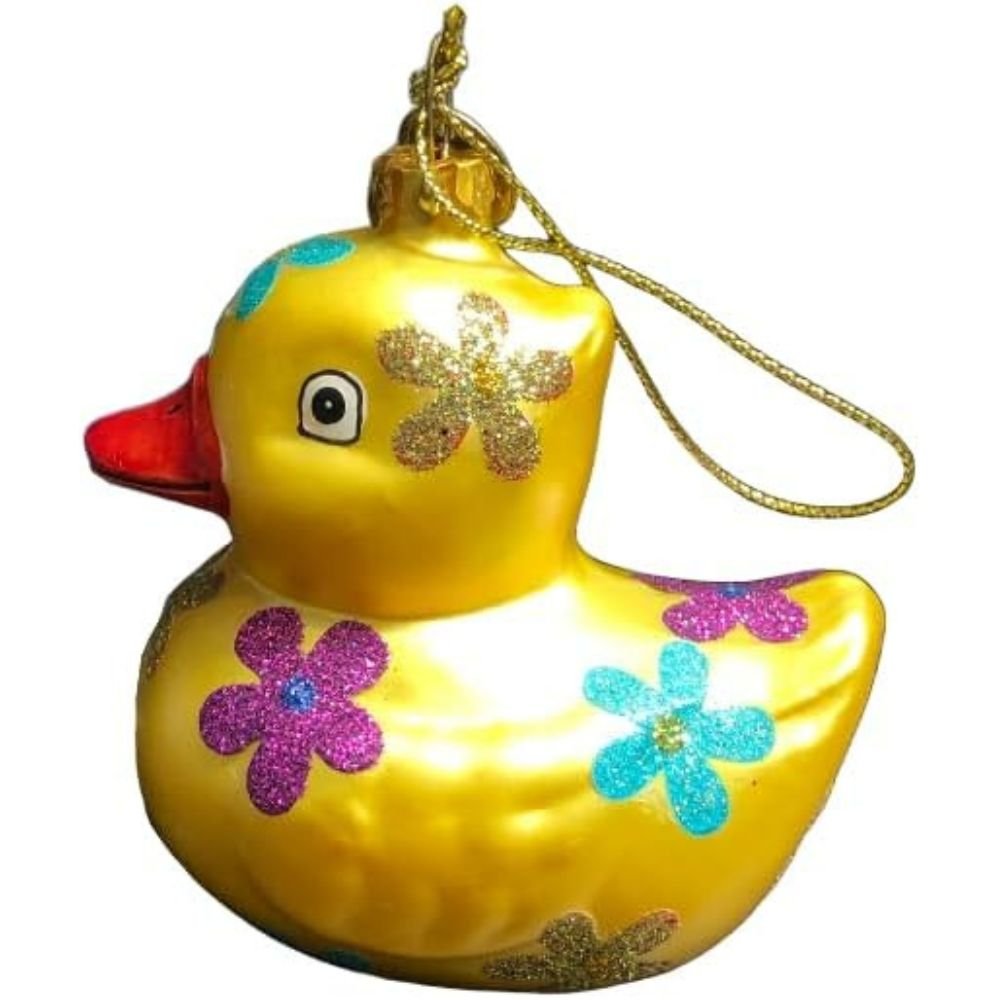 Tree Treasures Hand Painted Glass Duck Ornament, 3 Inches - Tree Treasures