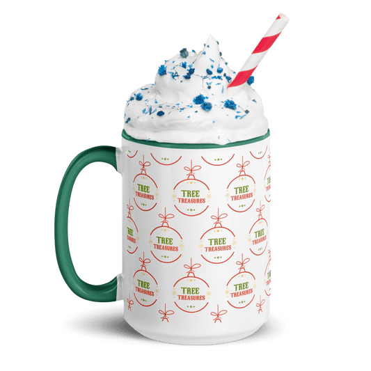 Tree Treasures Logo Mug – 15 oz Ceramic Holiday Cup - Tree Treasures