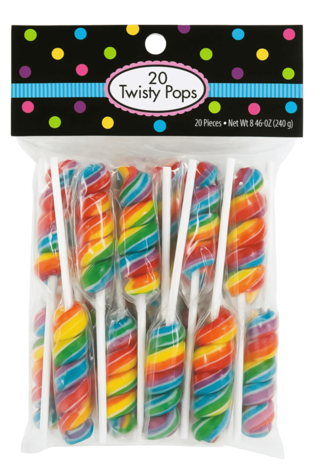 Twisty Pops – 20 Individually Wrapped Swirl Lollipops (8.46 oz Bag) – Bulk Candy for Parties, Buffets, Favors & Gifts - Tree Treasures