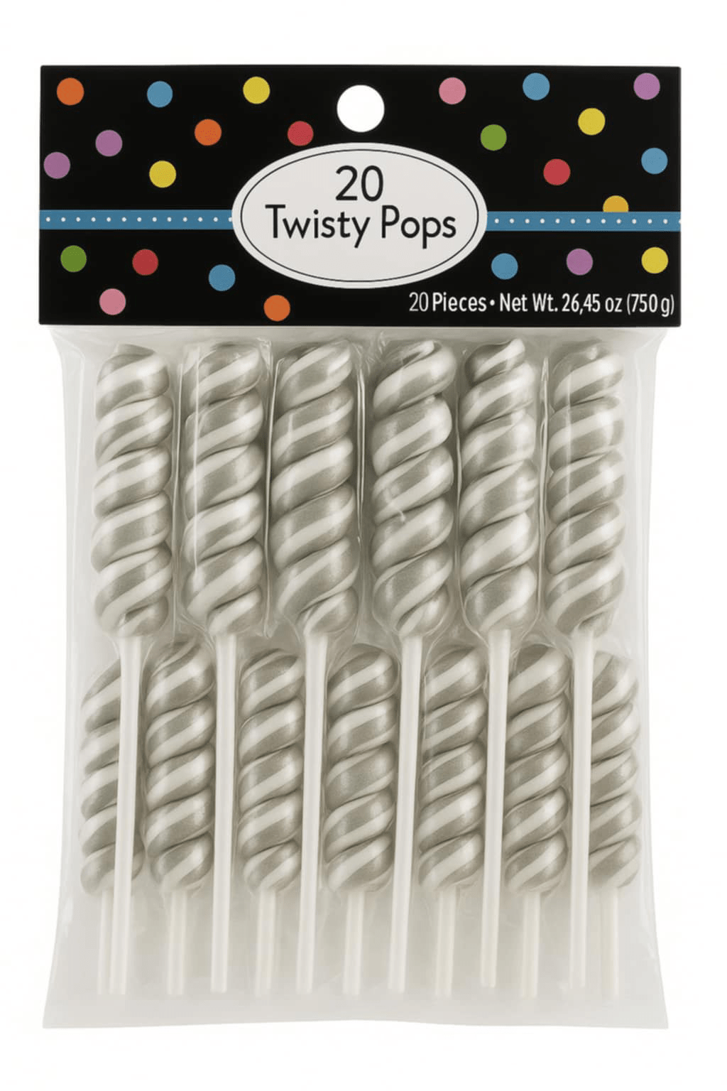 Twisty Pops – 20 Individually Wrapped Swirl Lollipops (8.46 oz Bag) – Bulk Candy for Parties, Buffets, Favors & Gifts - Tree Treasures