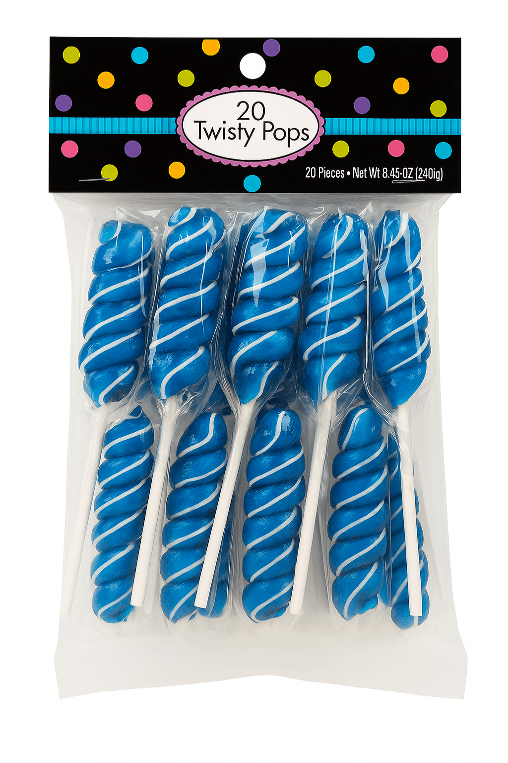 Twisty Pops – 20 Individually Wrapped Swirl Lollipops (8.46 oz Bag) – Bulk Candy for Parties, Buffets, Favors & Gifts - Tree Treasures
