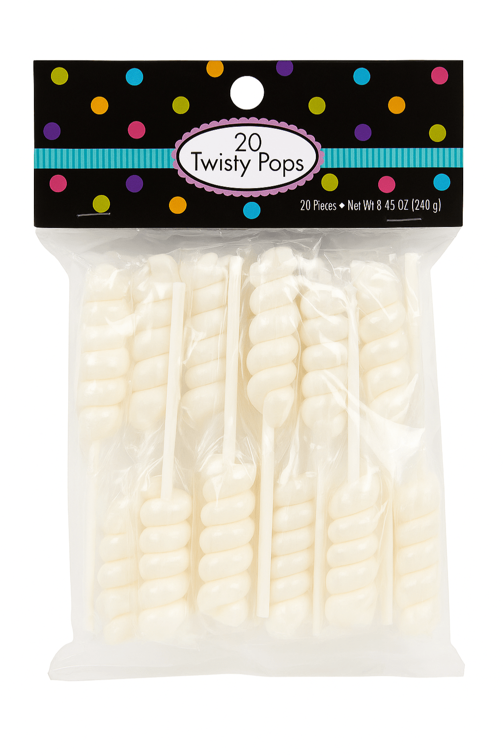 Twisty Pops – 20 Individually Wrapped Swirl Lollipops (8.46 oz Bag) – Bulk Candy for Parties, Buffets, Favors & Gifts - Tree Treasures