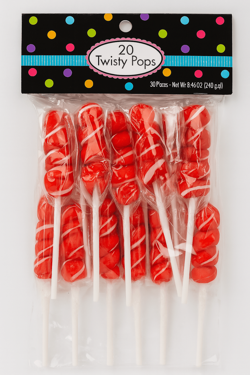 Twisty Pops – 20 Individually Wrapped Swirl Lollipops (8.46 oz Bag) – Bulk Candy for Parties, Buffets, Favors & Gifts - Tree Treasures