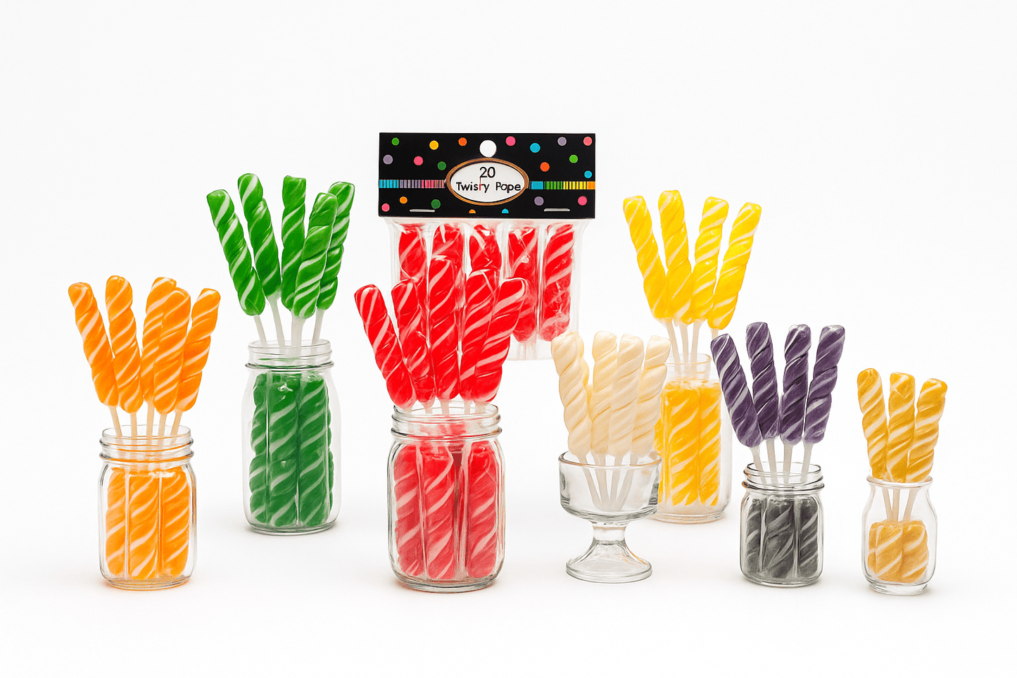 Twisty Pops – 20 Individually Wrapped Swirl Lollipops (8.46 oz Bag) – Bulk Candy for Parties, Buffets, Favors & Gifts - Tree Treasures