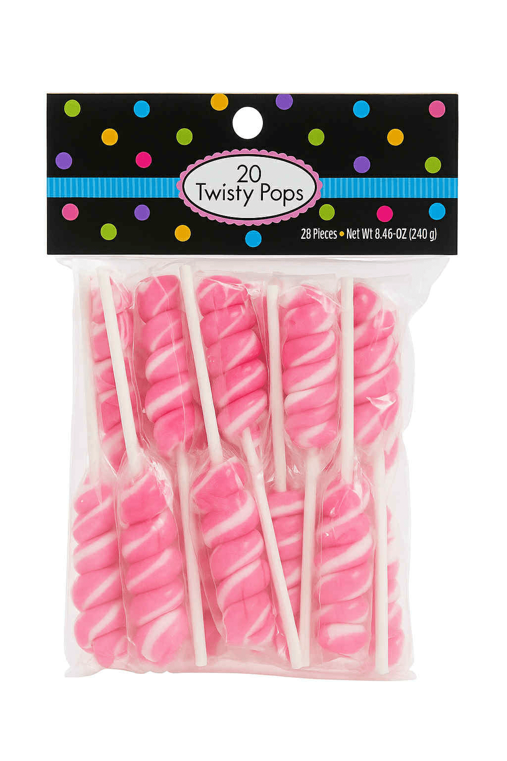 Twisty Pops – 20 Individually Wrapped Swirl Lollipops (8.46 oz Bag) – Bulk Candy for Parties, Buffets, Favors & Gifts - Tree Treasures