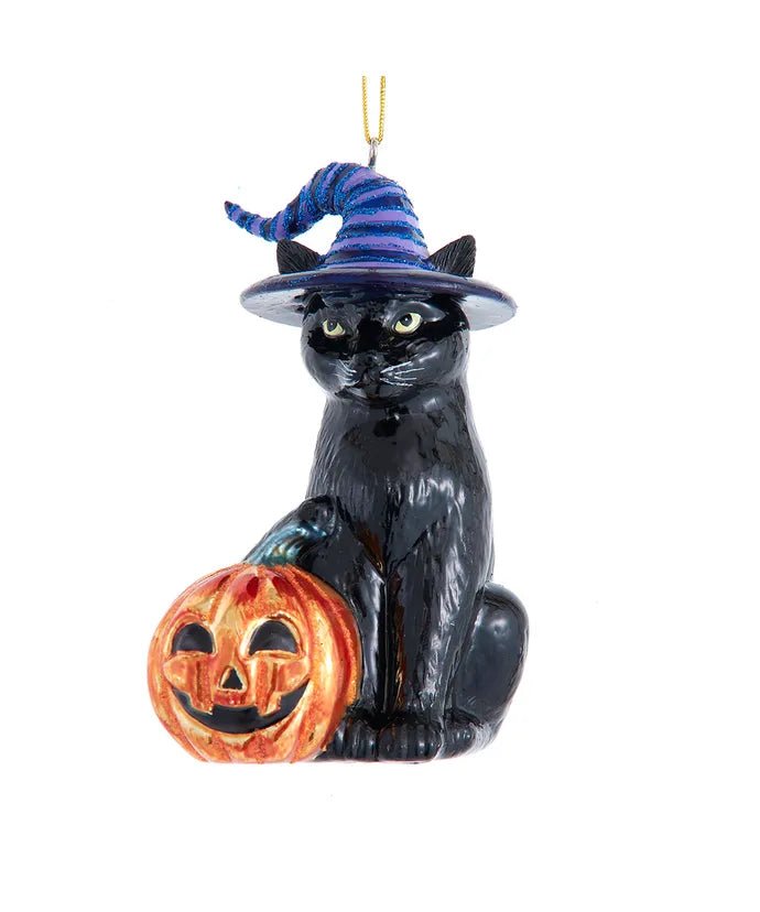 Witch Cauldron & Cat Halloween Ornament Set – Noble Gems (2 Pieces) - Tree Treasures