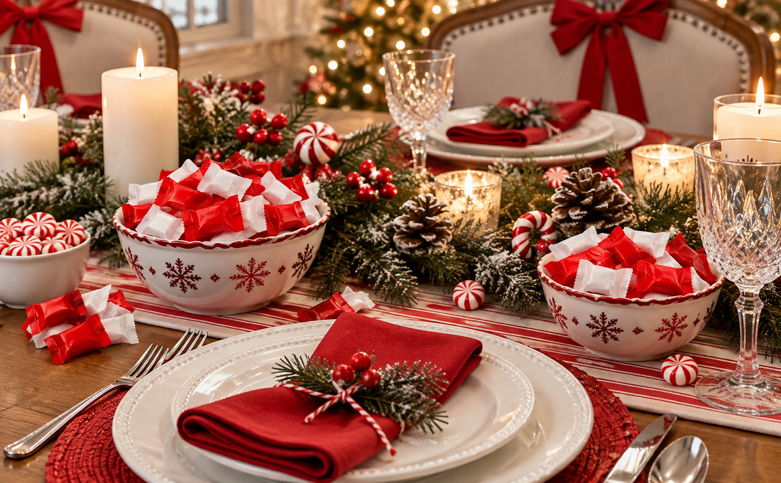 Peppermint Christmas Tablescape Ideas | Red & White Décor