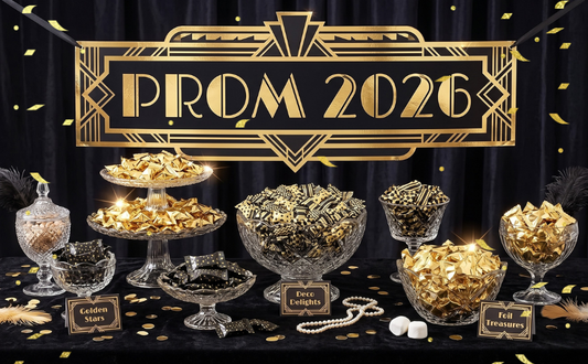 Great Gatsby Prom Theme: Candy Table Ideas in Black and Gold